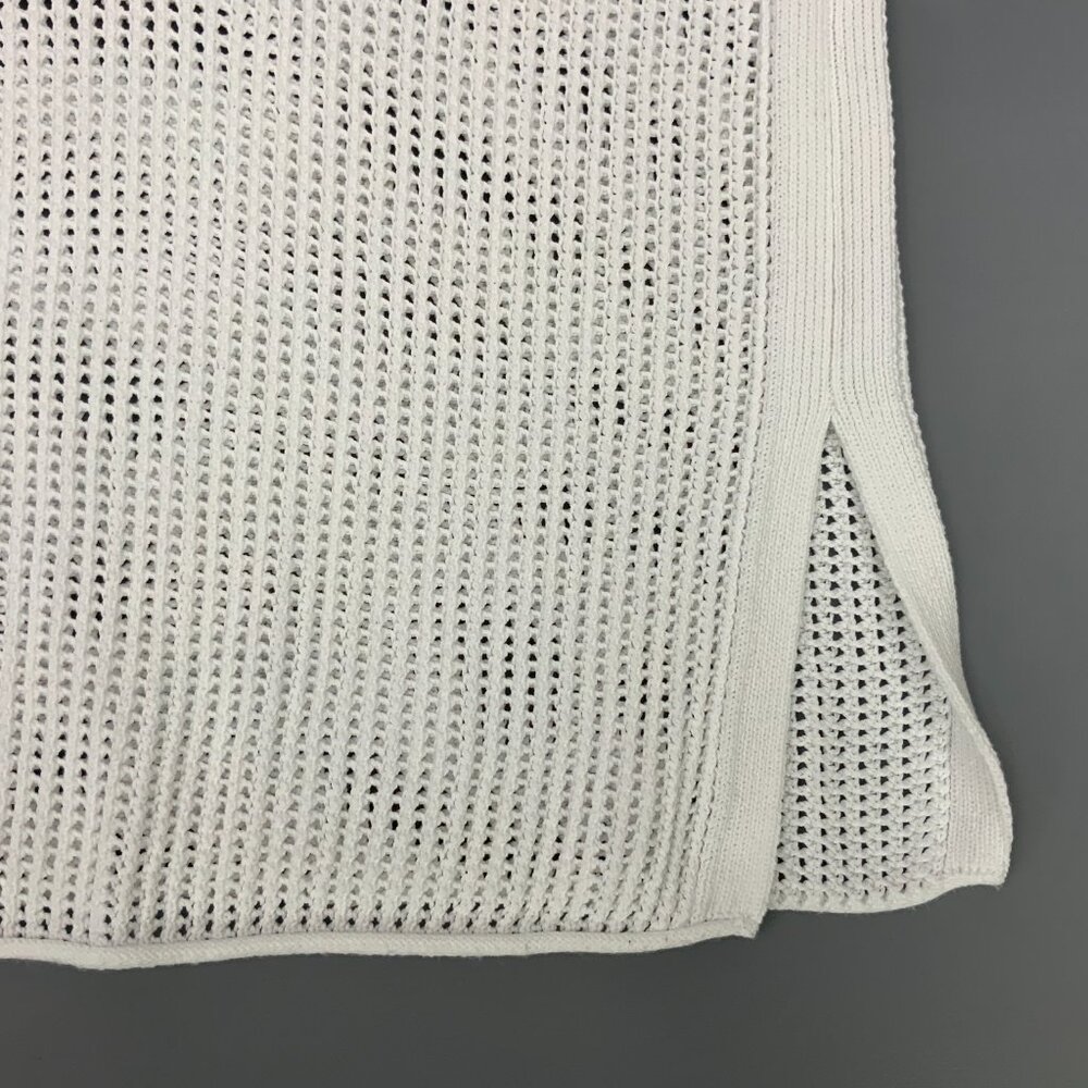 Theory White Open Knit Crochet Tunic Top Cover Up Cotton Blend Sz M - Picture 13 of 16